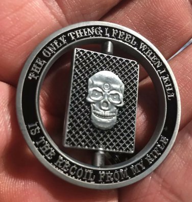 Sniper One Shot One Kill Skull Spinner Military Challenge Coin