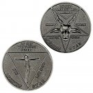 Satanic Pentagram Devil Goat Head SILVER Good Luck Heads Tails Challenge Coin