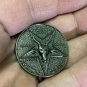 Satanic Pentagram Devil Goat Head SILVER Good Luck Heads Tails Challenge Coin