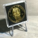 JFK John F. Kennedy Commemorative Gold Plated Challenge Coin w Case & Stand!