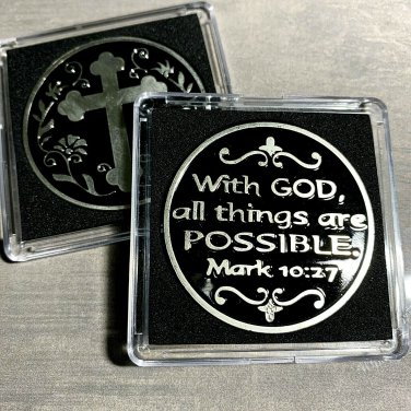 Mark 10:27 Prayer Positivity Challenge Coin "With God, All Things are Possible"