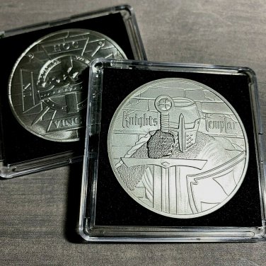KNIGHT'S TEMPLAR Freemason Knight Premium Silver Pl Challenge Coin 40mm w-Case