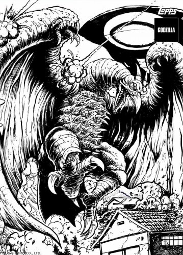 TOPPS NFT GODZILLA Mark Frank Mural Art - INK - Rodan 2 of 5 **RARE** #298