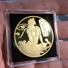 Cleopatra Challenge Coin Queen of Ptolemaic Kingdom of Egypt Gold Plated w Case!