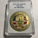 AUSTIN TEXAS POLICE DEPT Shield POLICE St. Michael Challenge Coin 40mm P-53