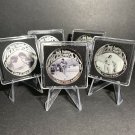 WOODSTOCK 1969 ROCK FEST 5 PC Challenge Coin Set w Cases & Stands-Great Deal!