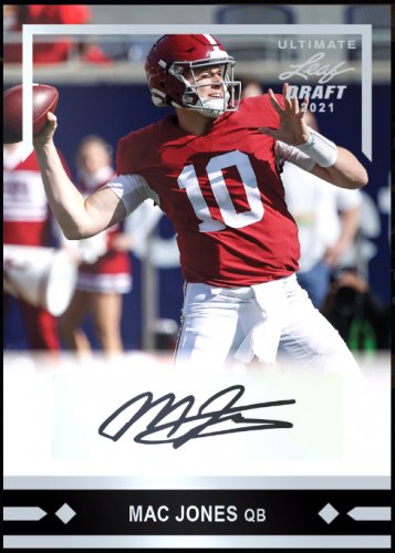 MAC JONES Ultimate Leaf Draft Rookie Card NFT #44 of 99 Alabama/NE Patriots