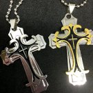 Stainless Steel Unisex Cross Pendant Necklace Crucifix With Chain Men & Women