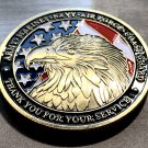 US Military Eagle Challenge Coin "THANK YOU" ARMY-NAVY- AIR FORCE COAST GUARD US