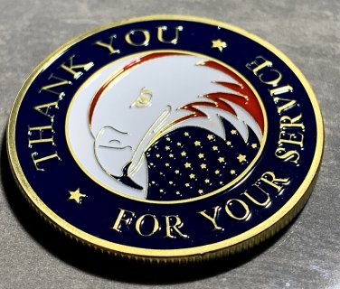 US Military Eagle Challenge Coin "THANK YOU" NAVY-ARMY- AIR FORCE COAST GUARD US