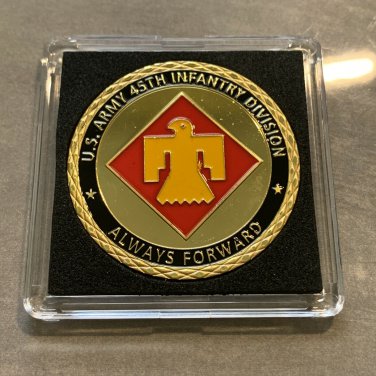 US Army Challenge Coin 45th INFANTRY DIVISION "Always Forward" w Case