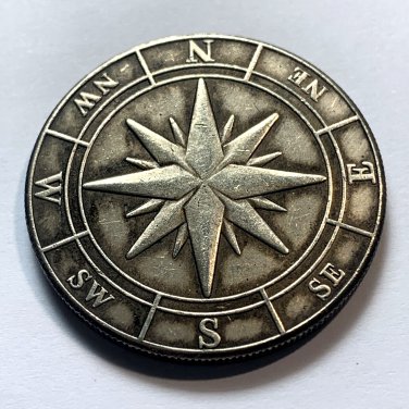 8 Point Compass Gothic Challenge Coin-Lucky Pocket Heads Tails Flip Token