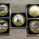 WW2 GREAT BATTLE OF IWO JIMA-5 Challenge COIN SET! 75th Anniversary with Cases