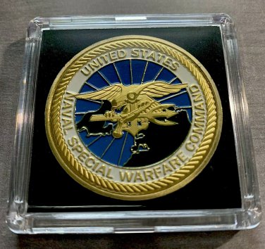 Challenge Coin-NAVAL SPECIAL WARFARE COMMAND NAVY SEAL TRIDENT with 2x2 Case!