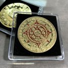 AZTEC MAYAN CALENDAR Challenge Coin w/case Gold Plated Colorized BEAUTIFUL! NEW!