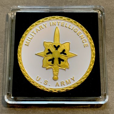 US Army MILITARY INTELLIGENCE Challenge Coin w Case
