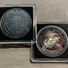 Skull Devil Dog Challenge Coin-US Marine Corps USMC w/Case