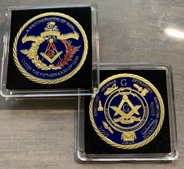 Freemason Challenge Coin Masonic Templar Brotherhood w Case-FREE SHIPPING