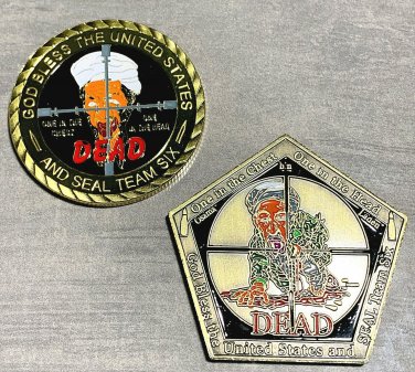 2X-Osama Bin Laden SEAL Team Six-6 September 9-11 Navy Military Challenge Coin