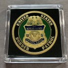 USA Border Patrol Challenge Coin -DOHS Gold Tone with 2x2 Case 40mm-Great Gift!