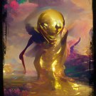 NFT Crypto Rare Authentic Art - "The Golden Alien" LOW Mint #6 of 13- HAND DRAWN