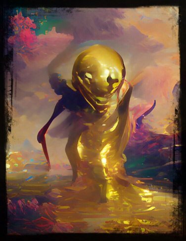 NFT Crypto Rare Authentic Art - "The Golden Alien" LOW Mint #6 of 13- HAND DRAWN
