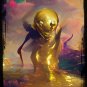 NFT Crypto Rare Authentic Art - "The Golden Alien" LOW Mint #6 of 13- HAND DRAWN
