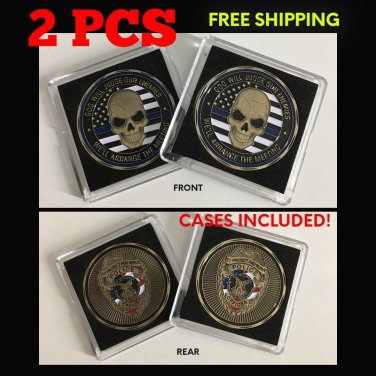 Police Challenge Coin Law  Enforcement 2PCS St Michael Catholic Christian W/CASE