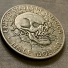 Cracked Cool Skull Novelty Heads Tails Challenge Coin Antique Finish