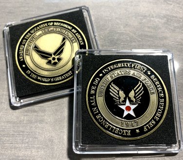 Air Force Airman Award Aim High-Fly Fight Win Challenge Coin /USAF-Pilot w/Case!