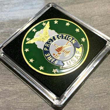 Air Force FIRE PROTECTION Challenge Coin -MILITARY FIREFIGHTER - w/Case!