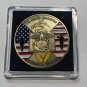 Always a Marine Challenge Coin Semper Fi Yellow Foot Print Parris Island w/Case