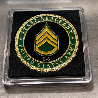 US ARMY STAFF SERGEANT E-6 Challenge Coin with Case-US Military Gift Coins