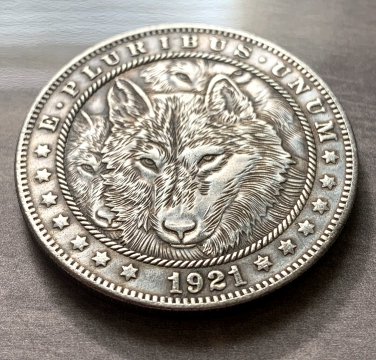 Wolf Domineering Novelty Good Luck Heads Tails Challenge Coin