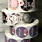 WHOLESALE LOT 2000 PCS. FLORAL Thank You Package Stickers 1”  USA SELLER