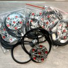 WHOLESALE JEWELRY LOT OF 6 SATANIC PENTAGRAM NECKLACE W RED STONES -1.5" NEW!