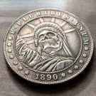 Lady Liberty Skull  Novelty Good Luck Heads Tails Challenge Coin