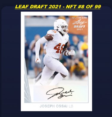 JOSEPH OSSAI Ultimate Leaf Draft 2021 DIGITAL Blockchain Card NFT #8 of 99
