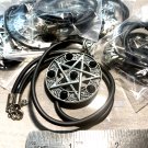 WHOLESALE JEWELRY LOT OF 6 SATANIC PENTAGRAM NECKLACE W BLACK STONES -1.5" NEW!