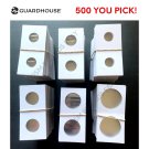 500 Guardhouse Assorted U PICK 2x2 Mylar Coin Flips-PREMIUM QUALITY COLLECTORS