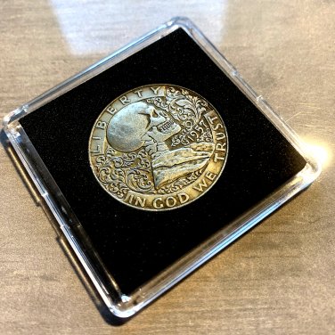 Franklin Creative Cool Skull Novelty Heads Tails Challenge Coin With Case!