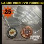 25 PVC Coin Zip Pouch Protector Large Size-Holds Up to 2"  Coins