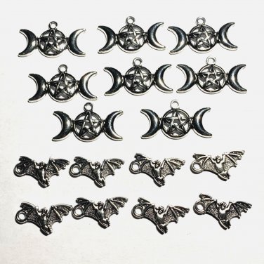 VIKING TRIPLE MOON & BAT Charm-WHOLESALE Lot of 16-USA Seller-FREE SHIPPING!