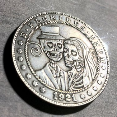 Wedding Couples Blind Love Skull Novelty Good Luck Heads Tails Challenge Coin