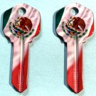 2X Mexico-MEXICAN FLAG Uncut NEW House Key Blank-HOME HOUSE KEYS KWIKSET KW-1