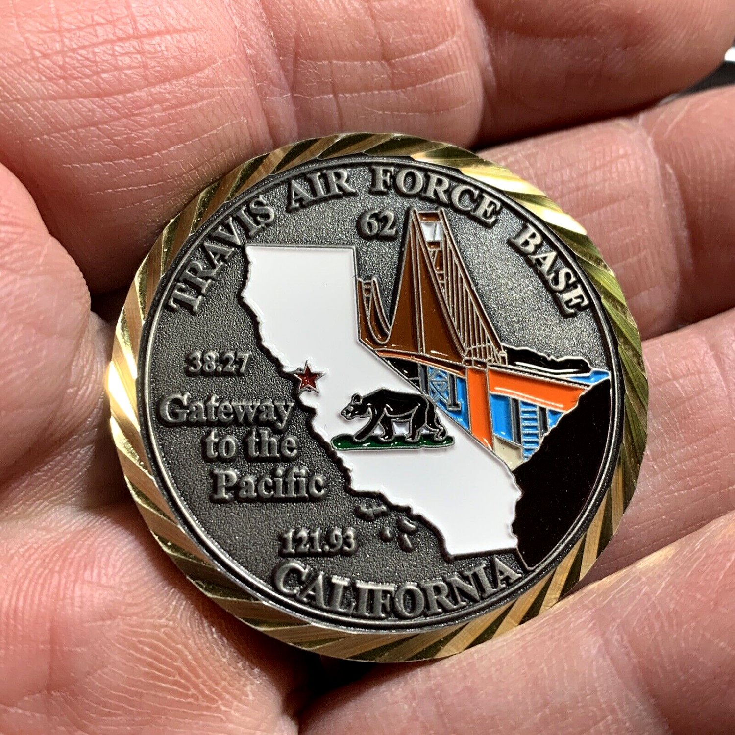 USAF TRAVIS AFB-Gateway to the Pacific Challenge Coin Brand New! Beautiful!