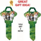 2X KITTENS-CATS Uncut NEW Key Blank-HOME HOUSE KEYS SCHLAGE SC-1