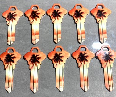 10X PALM TREE-BEACH HOUSE Uncut NEW Key Blanks-HOUSE KEYS SCHLAGE SC-1