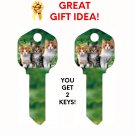2X KITTENS-CATS Uncut NEW House Key Blank-HOME HOUSE KEYS KWIKSET KW-11 6 PIN