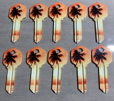 10X PALM TREE-BEACH HOUSE Uncut NEW House Key Blank-HOME HOUSE KEYS KWIKSET KW-1